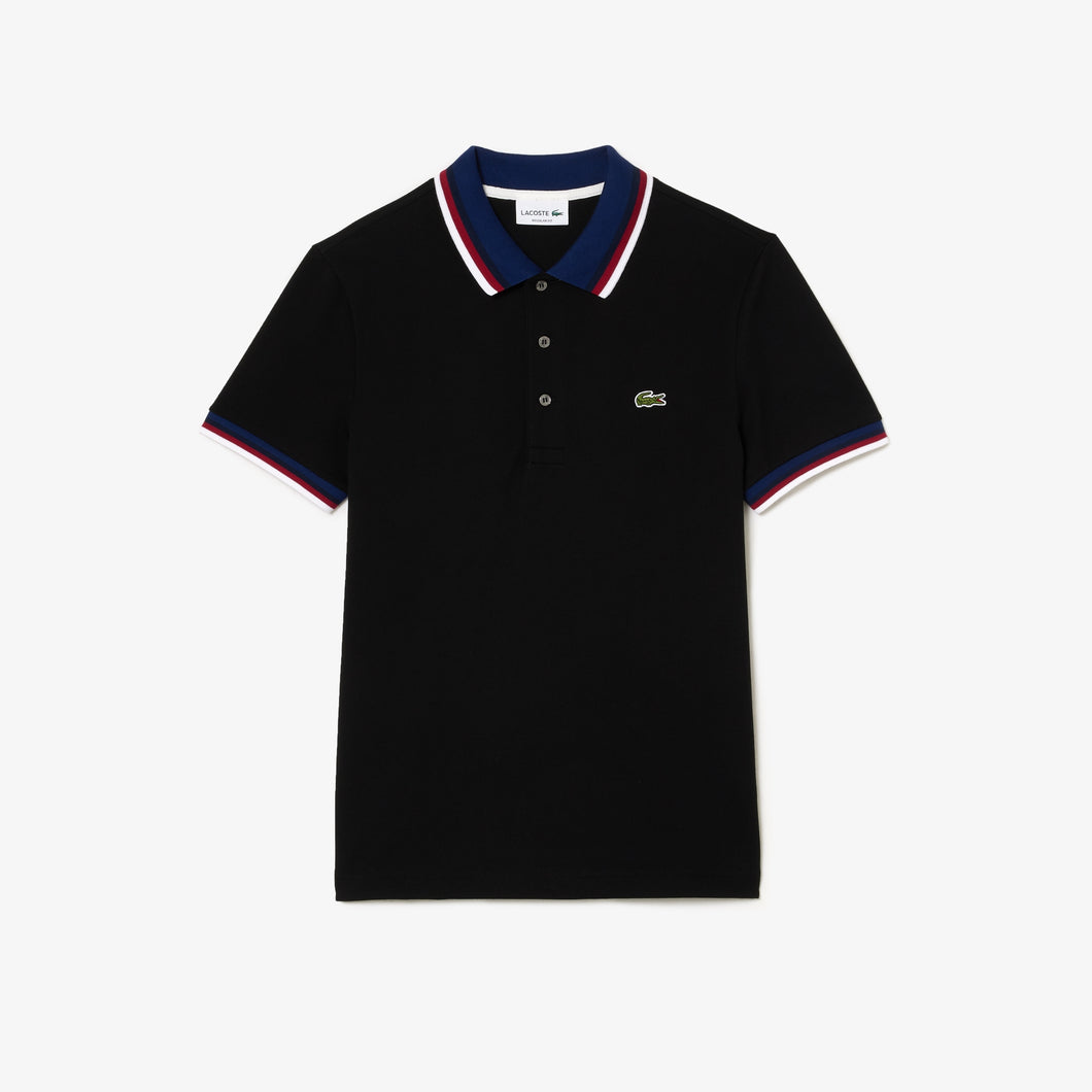 Lacoste | Regular Fit Tipped Stretch Polo in Black | PH3461 031