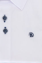 Load image into Gallery viewer, Benetti | Textured Cotton White Shirt with Navy Blue Buttons | Portland