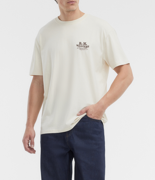 RM Williams | Kandos Longhorn Backprint Tee in Ecru | KDU10JE