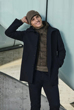 Load image into Gallery viewer, Roy Robson | Knee Length Wool Coat in Navy with Removable Brown Insert | 15956 98