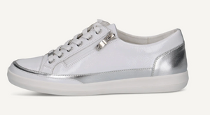 Caprice White Silver Trainers 9-23706