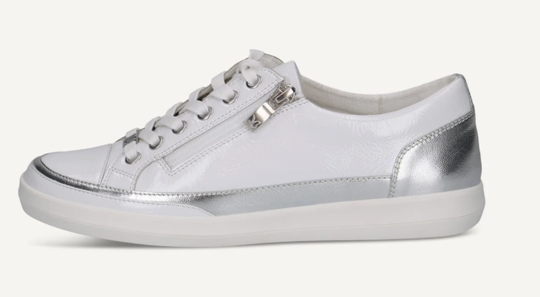 Caprice White Silver Trainers 9-23706