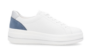 Remonte White Blue Leather Trainers D1C01