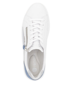 Remonte White Blue Leather Trainers D1C01