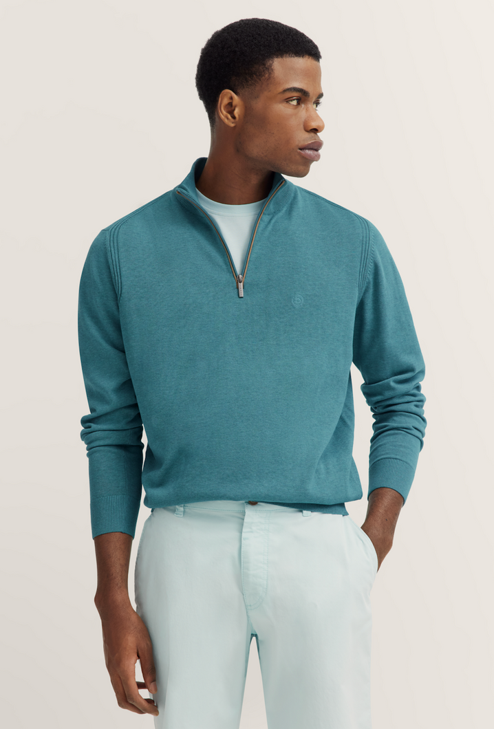 Bugatti Teal Zip Knit 7500 75510 550