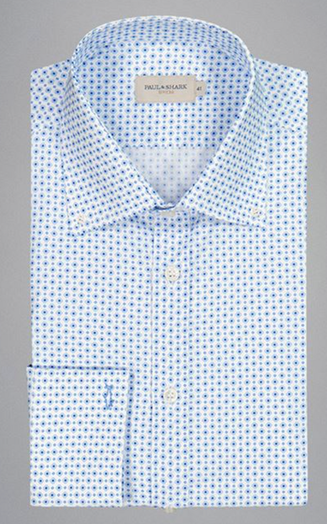 Paul&Shark | Blue Printed Long Sleeve Shirt | 25413162 g25