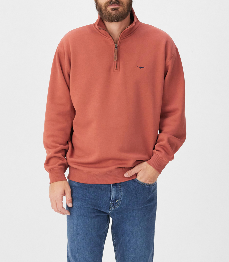 RM Williams Red Rust Zip Sweatshirt kzu00