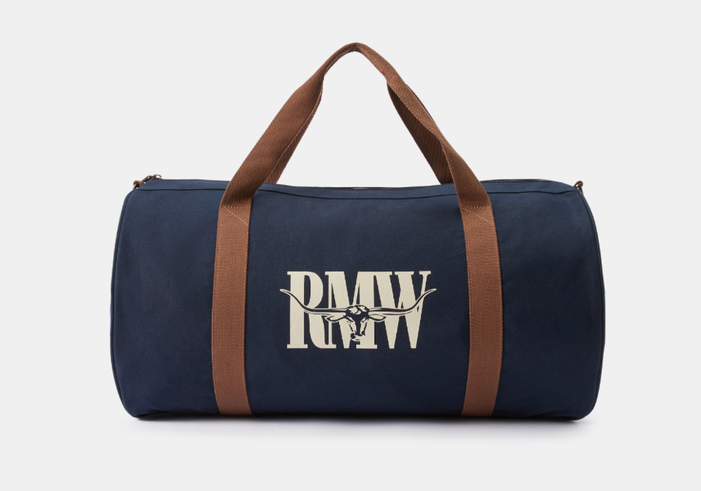 RM Williams | Holdall Cotton Canvas Bag in Navy with Logo | cnm0uca
