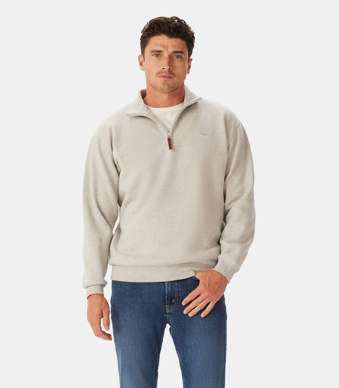 RM Williams Grey Marl Zip Sweatshirt kz400
