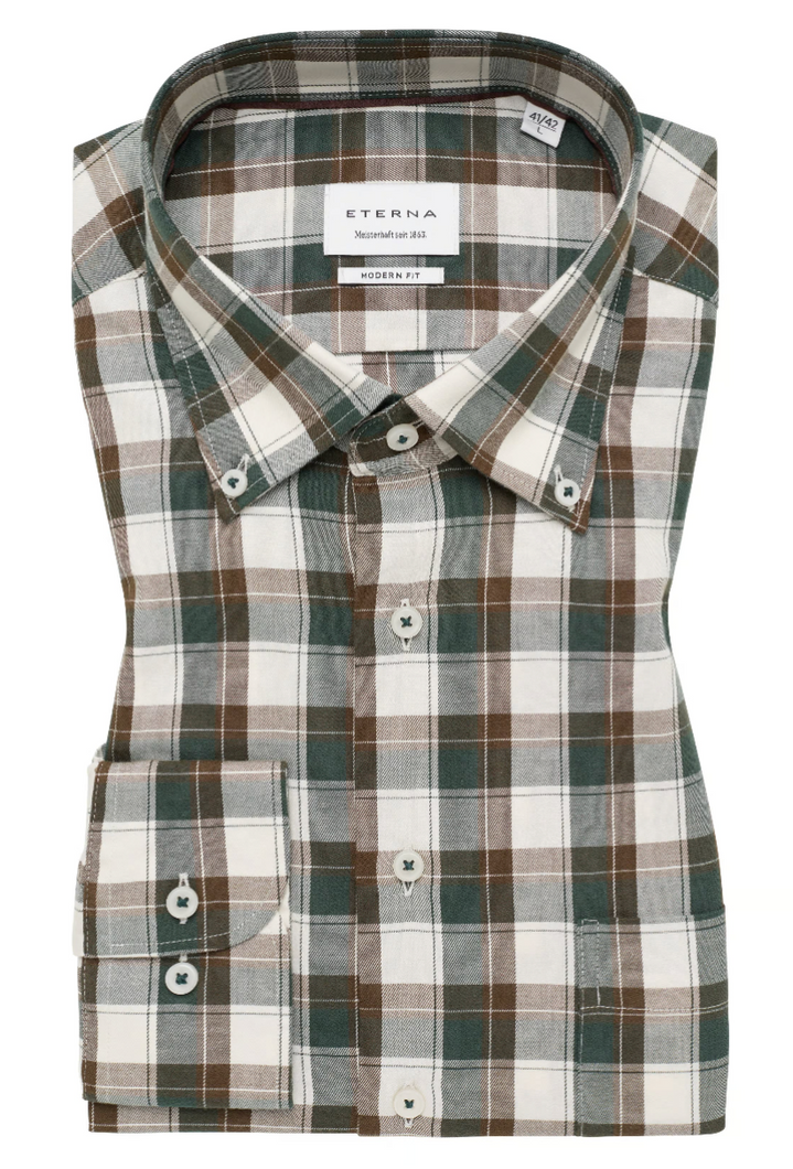 Eterna Green Check Shirt 1209 v11b 49