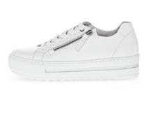 Load image into Gallery viewer, Gabor Leather Lace Zip Trainer in White 86.498