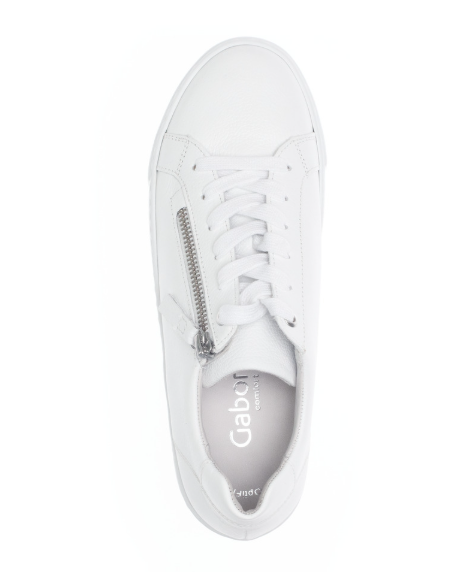 Gabor Leather Lace Zip Trainer in White 86.498