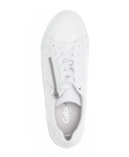 Load image into Gallery viewer, Gabor Leather Lace Zip Trainer in White 86.498