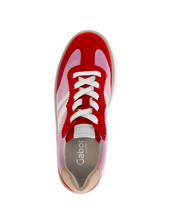 Load image into Gallery viewer, Gabor Suede Comfort Lace Sneaker in Red and Soft Pink 86.475