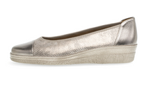Load image into Gallery viewer, Gabor Low Wedge Slip On Pump in Gold 86.042.62