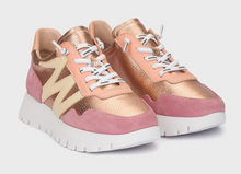 Load image into Gallery viewer, Wonders Blue Pink Wedge Trainers A24101