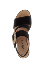 Load image into Gallery viewer, Gabor Wedge Sandal with Velcro Strap in Black 84.771.17
