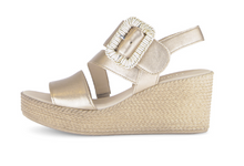 Load image into Gallery viewer, Gabor Wedge Sandal with Velcro Strap in champagne 84.771.62