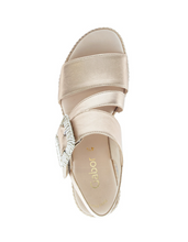 Load image into Gallery viewer, Gabor Wedge Sandal with Velcro Strap in champagne 84.771.62