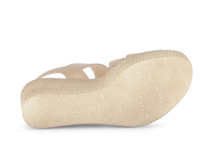 Gabor Wedge Sandal with Velcro Strap in champagne 84.771.62