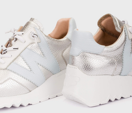 Wonders Silver Wedge Trainers E-6770