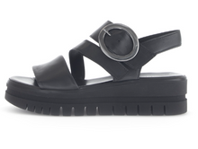 Load image into Gallery viewer, Gabor Wedge Strap Sandal in Black 84.627.27