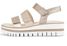 Load image into Gallery viewer, Gabor Wedges Multi Velcro Strap Sandal in Metallic Gold 84.620