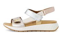 Load image into Gallery viewer, Gabor Wedge Velcro Strap Sandal in Metallics Gold and Silver 84.582.62