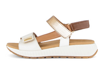 Load image into Gallery viewer, Gabor Wedge Velcro Strap Sandal in Cream and Tan 84.582.20