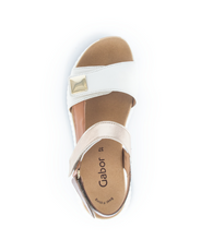 Load image into Gallery viewer, Gabor Wedge Velcro Strap Sandal in Cream and Tan 84.582.20