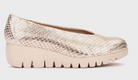 Wonders Champagne Wedge Slip On Shoe C-33100