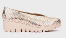 Load image into Gallery viewer, Wonders Champagne Wedge Slip On Shoe C-33100