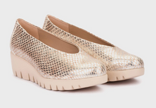 Load image into Gallery viewer, Wonders Champagne Wedge Slip On Shoe C-33100