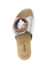 Load image into Gallery viewer, Gabor Mule Sandal Metallic Pewter Slip On 83.745.62