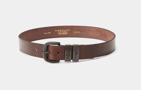 RM Williams | Drover 1 1/2 inch Wide Leather Belt in Mid Brown with Silver Buckle | BSF5WDA24 01