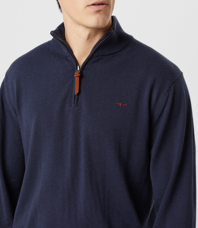 RM Williams Ernest Navy Zip Jumper KZ200WQ