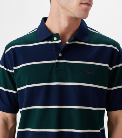 RM Williams Striped Polo Navy Green KP210QSZ