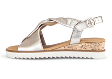 Load image into Gallery viewer, Gabor Puder Gold Leather Wedge Sandals 82.751.82