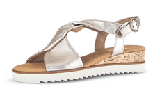 Load image into Gallery viewer, Gabor Puder Gold Leather Wedge Sandals 82.751.82
