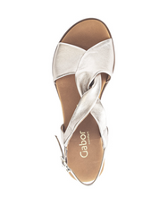 Load image into Gallery viewer, Gabor Puder Gold Leather Wedge Sandals 82.751.82