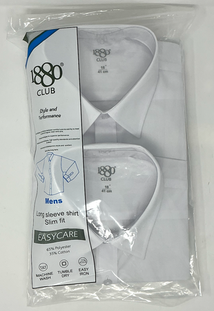 2 Pack 1880 Club Long Sleeve White School Shirts 25300 01