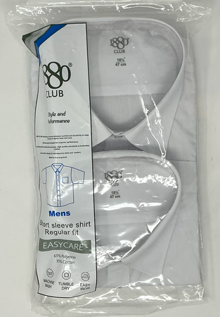 2 Pack 1880 Club Short Sleeve White School Shirts 25306 01
