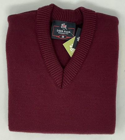 V Neck School Jumper with no Crest in Wine