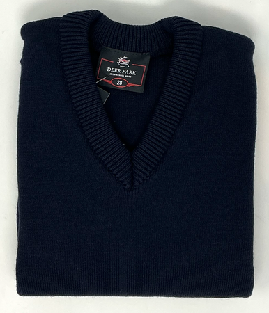 V Neck School Jumper with no Crest in Navy