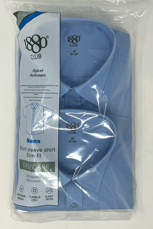 2 Pack 1880 Club Short Sleeve Blue School Shirts 25306 22