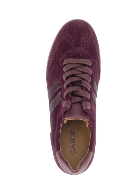 Gabor Burgundy Lace Up Trainers 6011.01 002