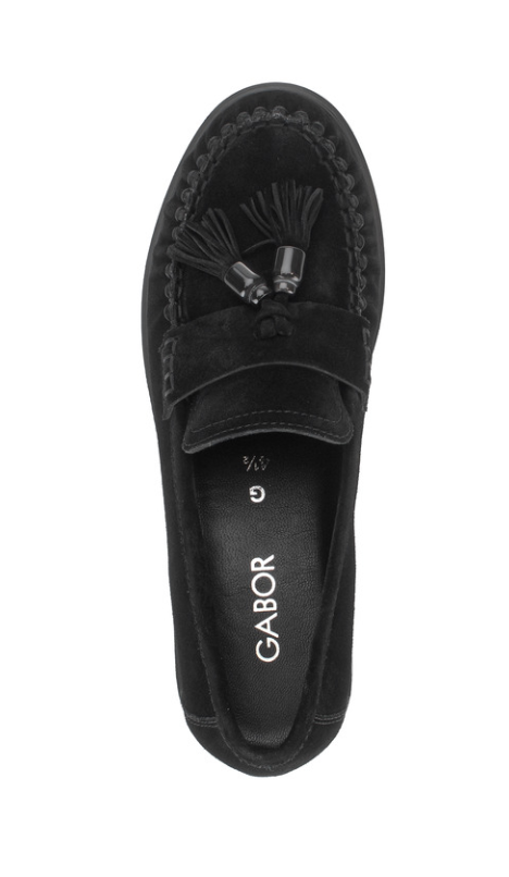 Gabor Black Suede Loafer 4009.02 001