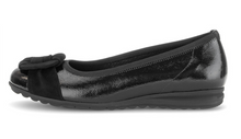 Load image into Gallery viewer, Gabor | Slip On Leather Ballerina Pumps in Black with Suede Bow Detail | 3012.01 001