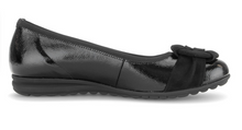 Load image into Gallery viewer, Gabor | Slip On Leather Ballerina Pumps in Black with Suede Bow Detail | 3012.01 001