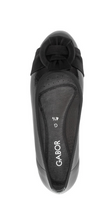 Load image into Gallery viewer, Gabor | Slip On Leather Ballerina Pumps in Black with Suede Bow Detail | 3012.01 001
